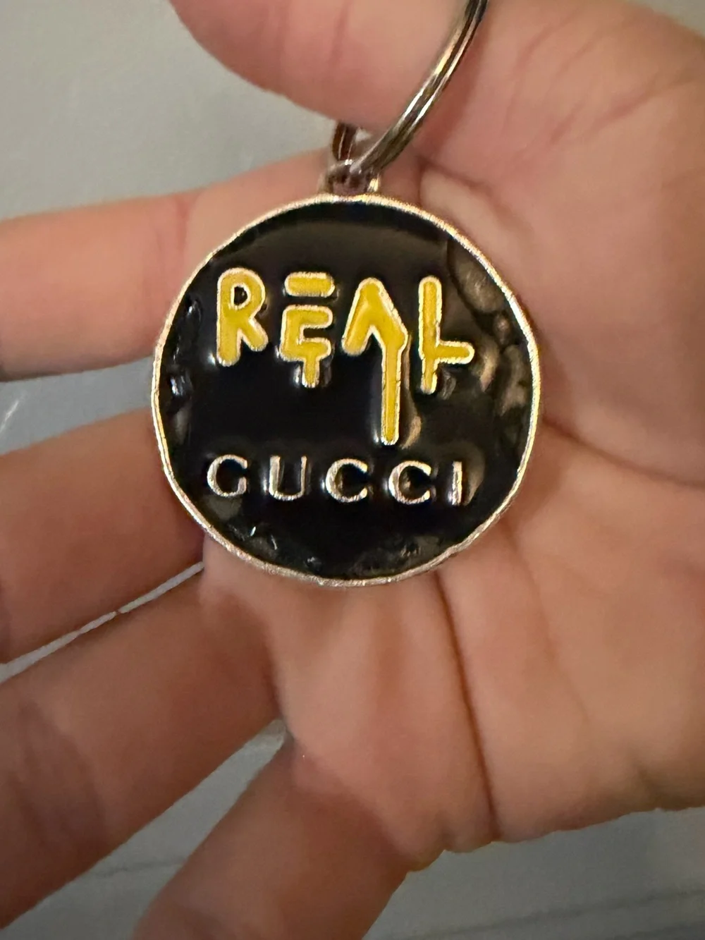 Gucci Ghost “Real Gucci” Enamel Keychain, sterling silver